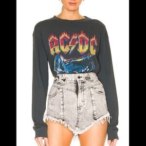 Daydreamer AC/DC For Those About to Rock Long Sleeve Top in Vintage Black Small